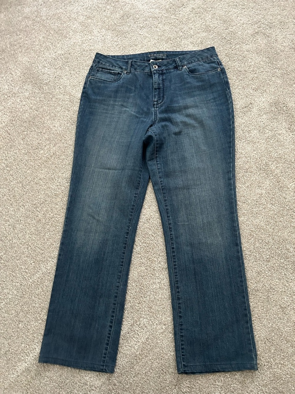 Sonoma Dark Wash Denim Jeans - Grey-Blue Gently Worn Size 16 Reg